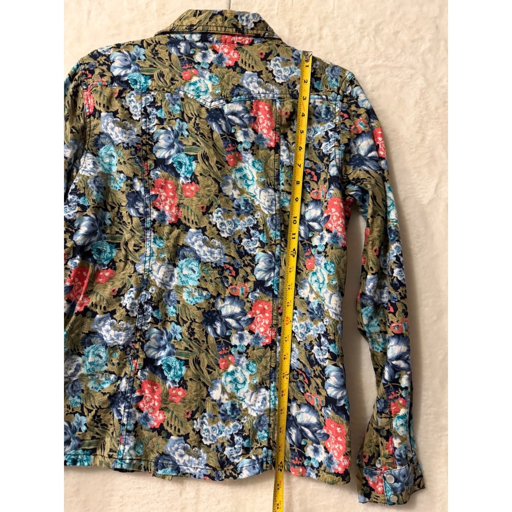 Vanilla Star Floral Western Shirt Womens Large NWT Cotton Snap Button Down Blue - Picture 7 of 8